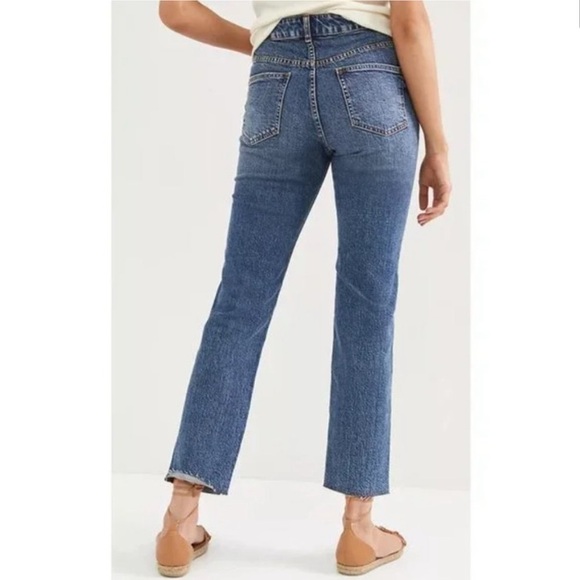 Pilcro Distressed Vintage Straight High Rise Raw Hem Rigid Denim Jean Size 27 - Picture 3 of 13